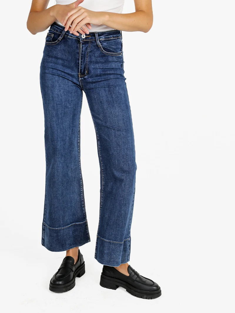 Jeans donna cropped con finale ampio - jeans