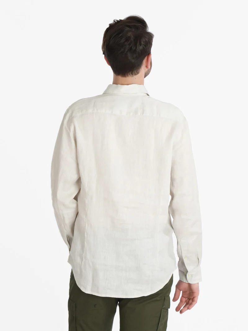 Camicia uomo in lino a manica lunga - perla