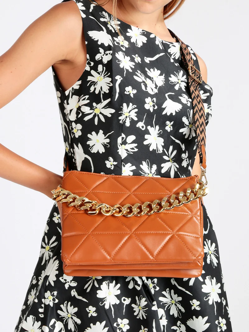 Borsetta donna a pochette con tracolla - marrone
