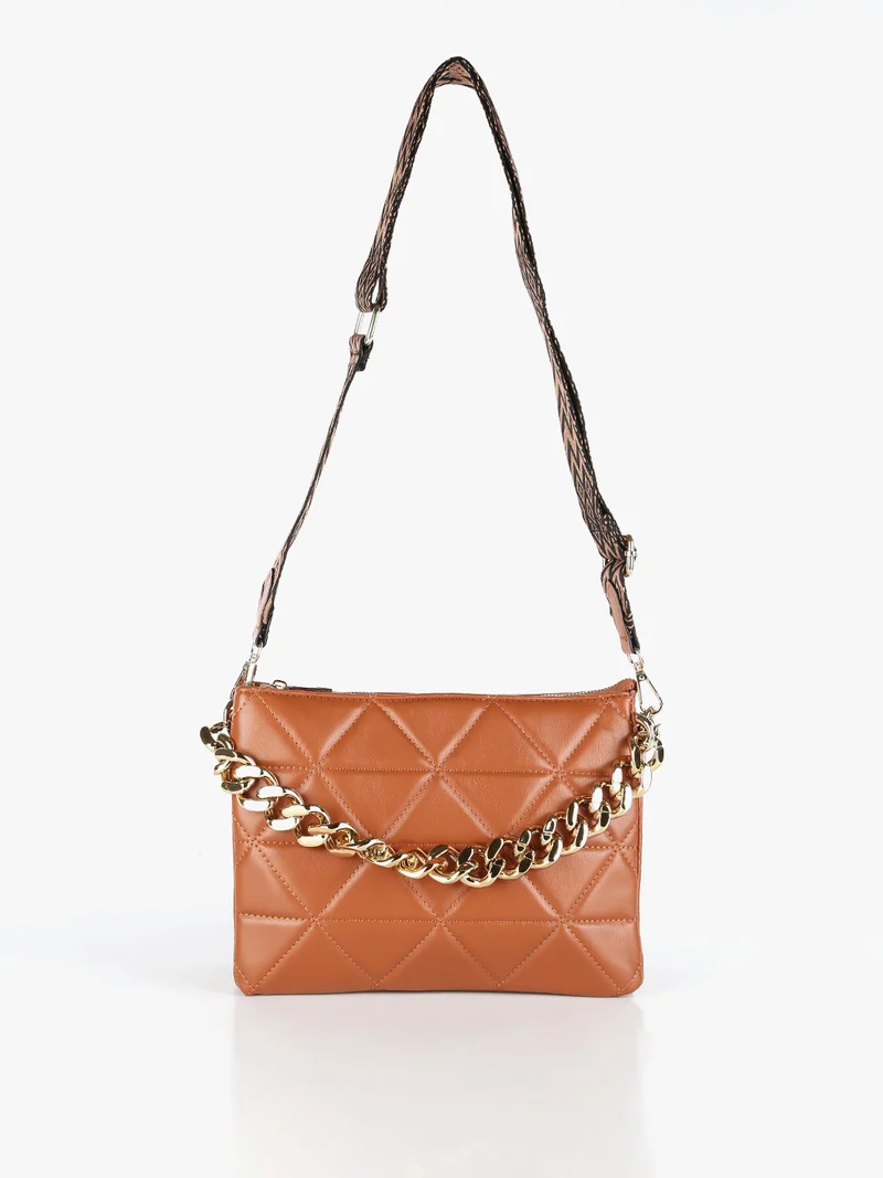 Borsetta donna a pochette con tracolla - marrone