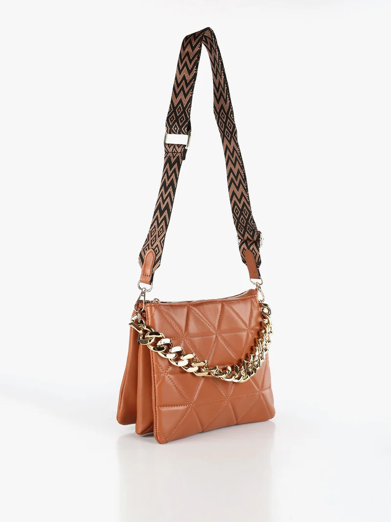 Borsetta donna a pochette con tracolla - marrone
