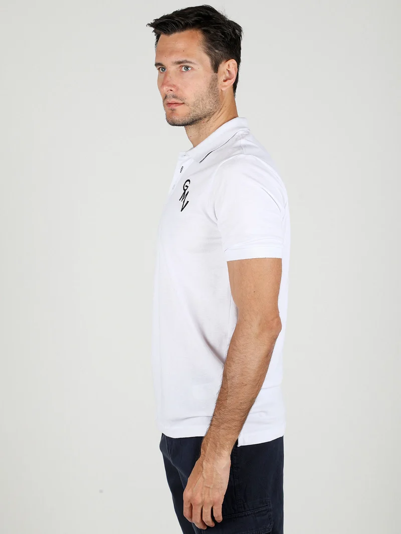 Polo da uomo in cotone a maniche corte - bianco