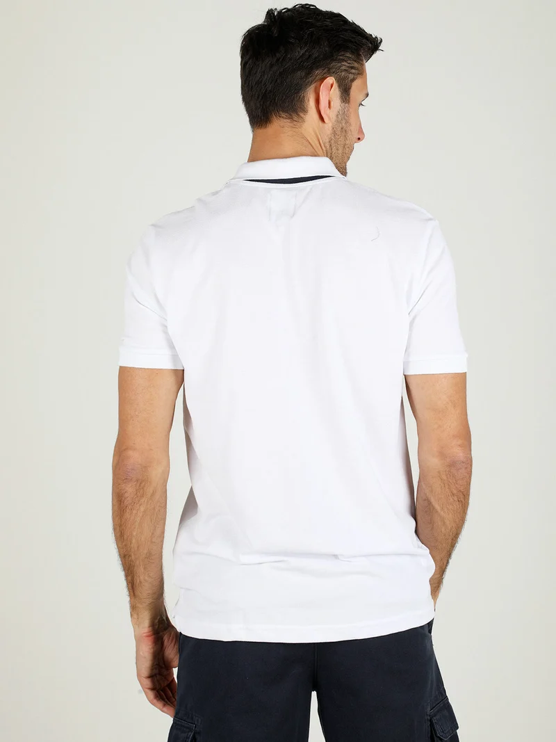 Polo da uomo in cotone a maniche corte - bianco