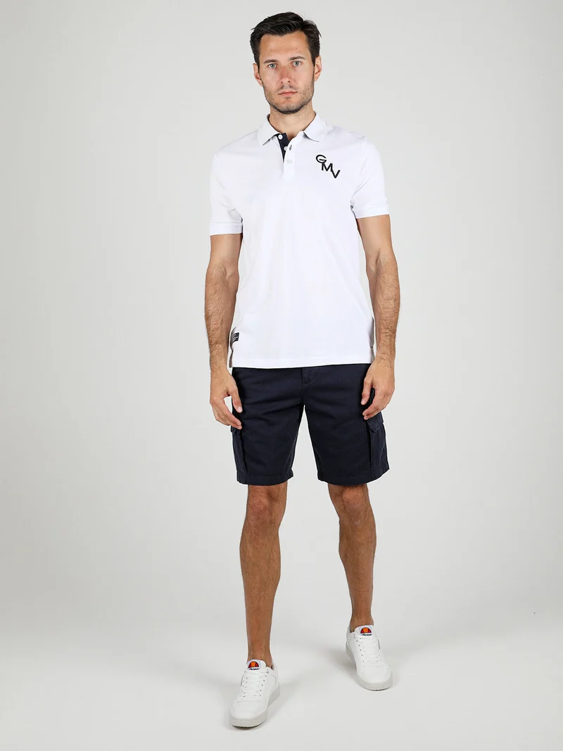 Polo da uomo in cotone a maniche corte - bianco