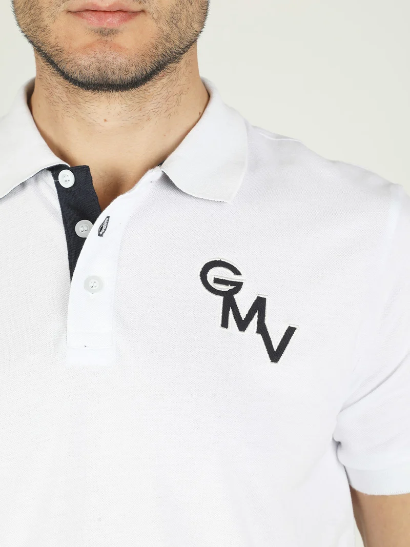 Polo da uomo in cotone a maniche corte - bianco