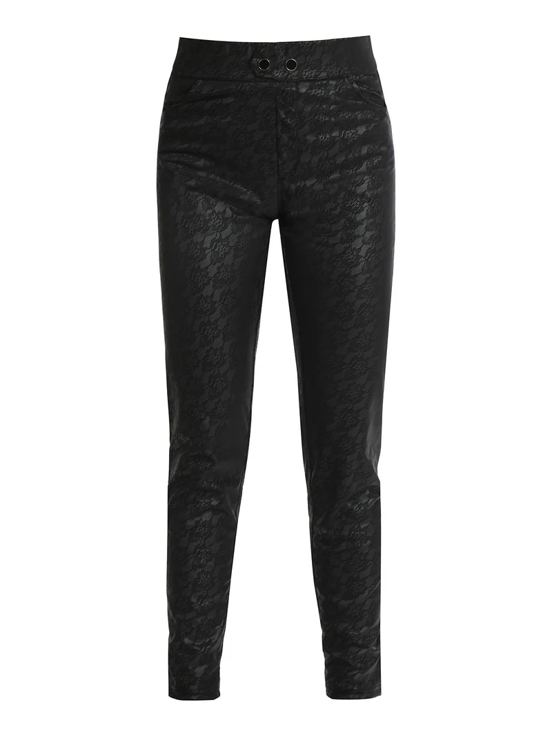Leggings donna con ricami - nero