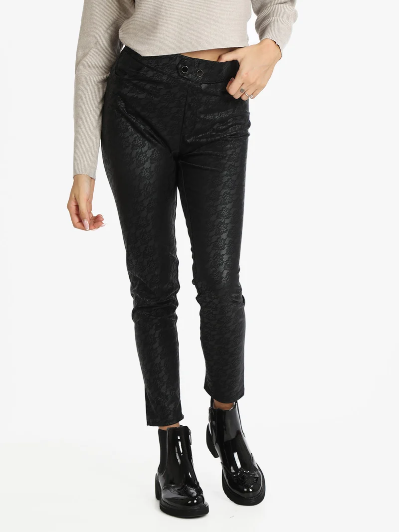Leggings donna con ricami - nero