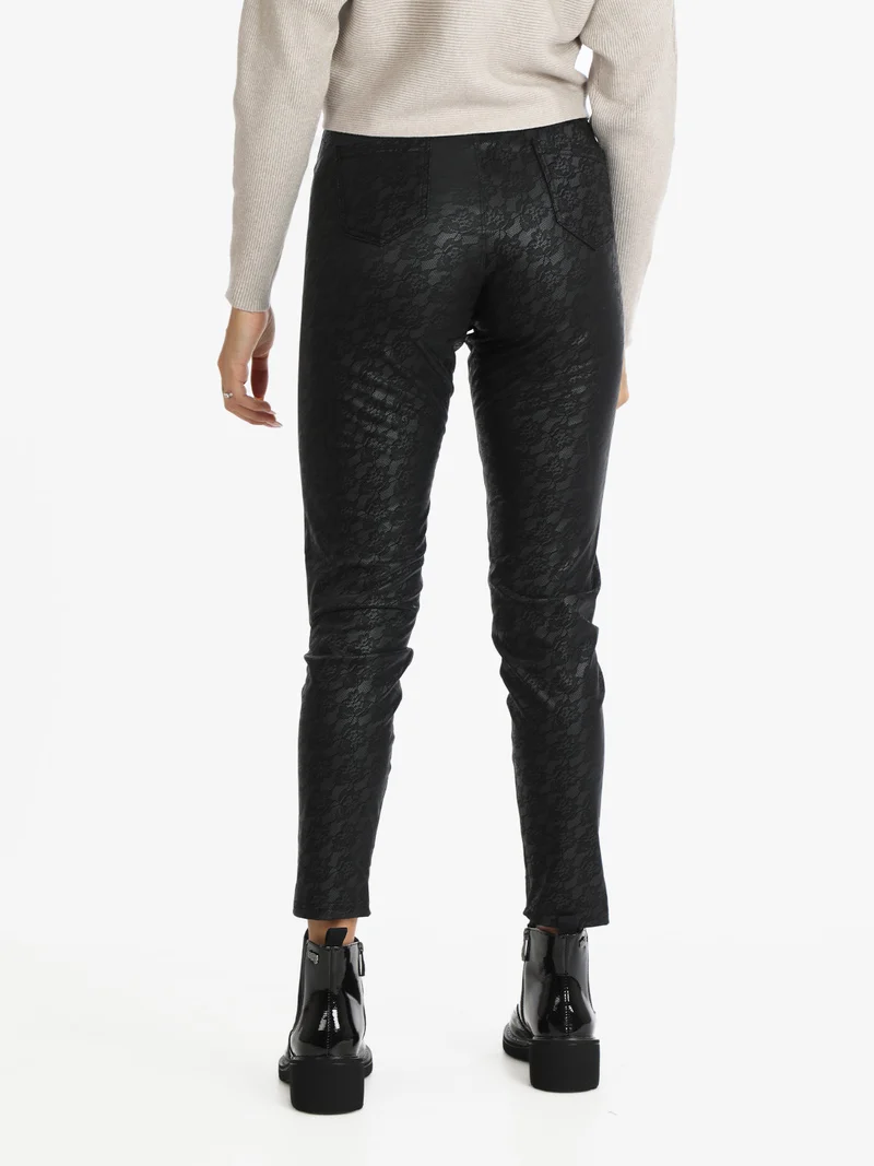 Leggings donna con ricami - nero