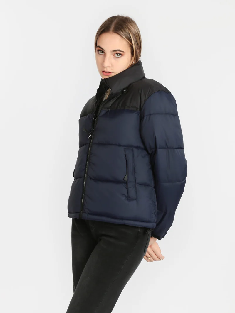 Giubbotto donna bicolor imbottito - blu scuro
