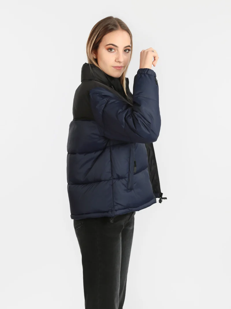 Giubbotto donna bicolor imbottito - blu scuro