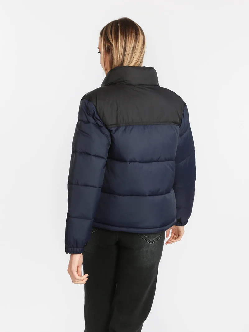 Giubbotto donna bicolor imbottito - blu scuro