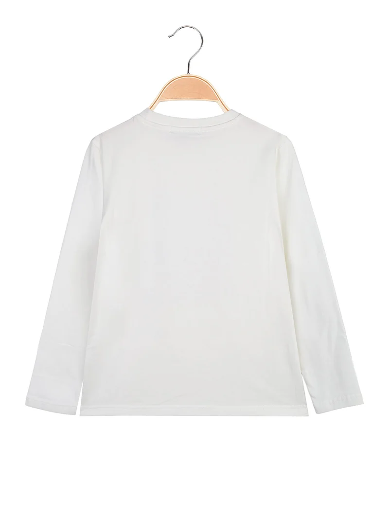 T-shirt da bambino in cotone a maniche lunghe - bianco