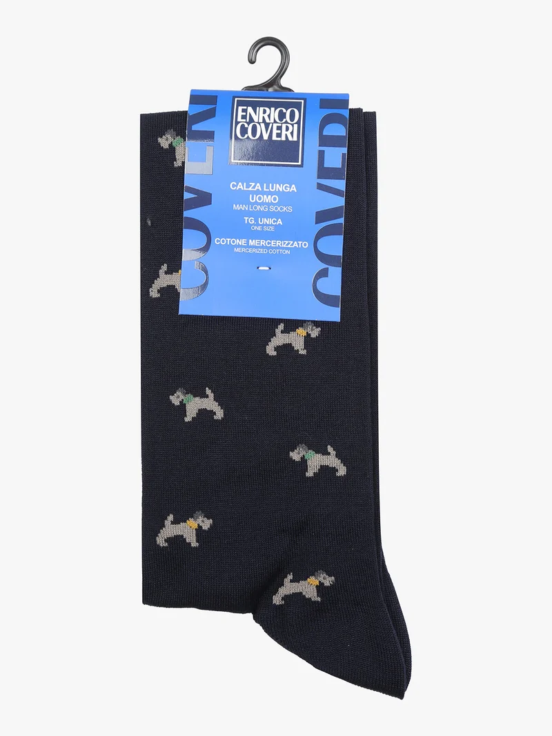 Calze lunghe da uomo in cotone mercerizzato - blu