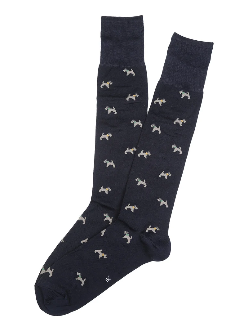 Calze lunghe da uomo in cotone mercerizzato - blu