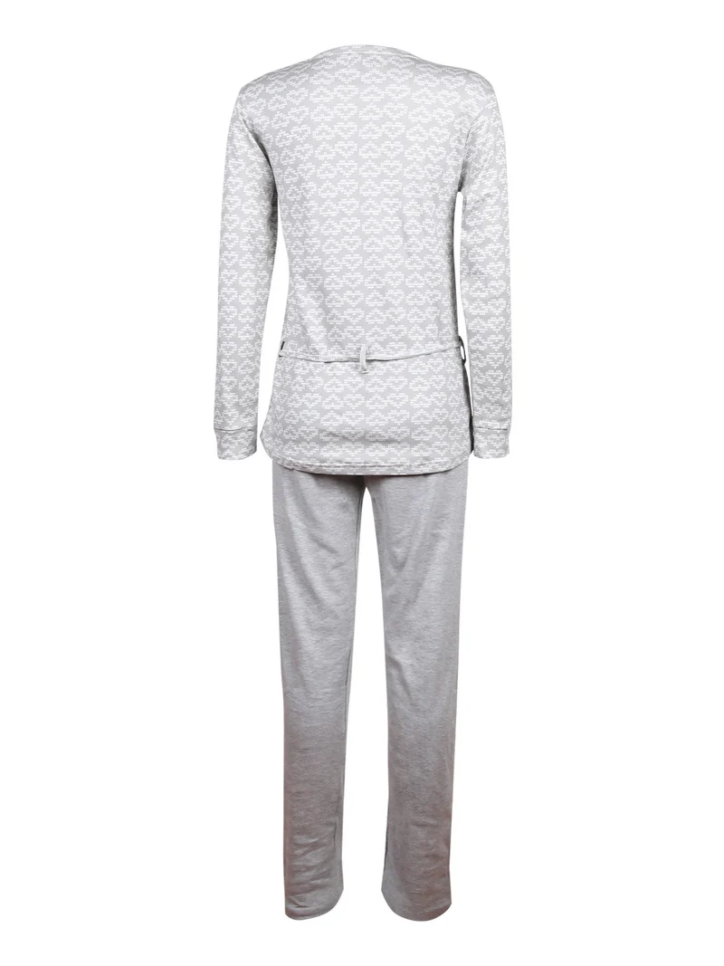 Pigiama lungo in cotone donna - grigio