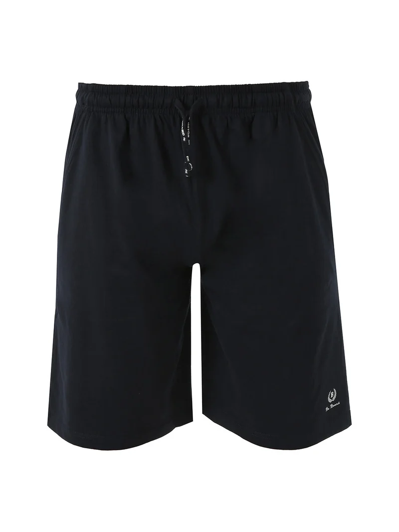 Bermuda sportivi da uomo in cotone con coulisse - blu scuro