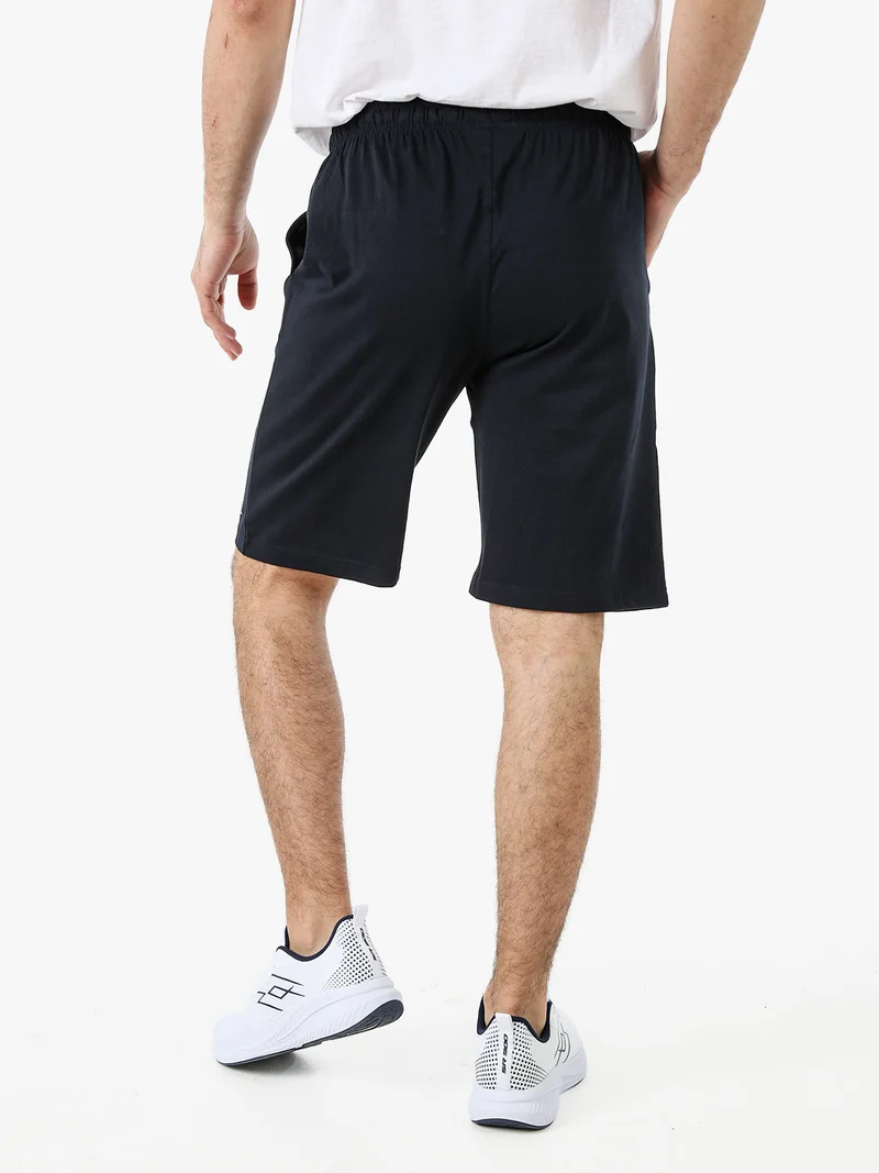 Bermuda sportivi da uomo in cotone con coulisse - blu scuro