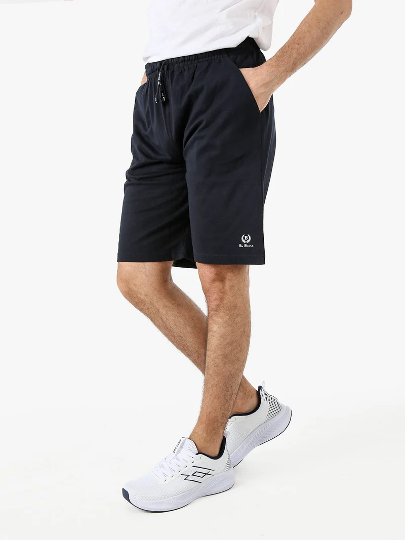 Bermuda sportivi da uomo in cotone con coulisse - blu scuro