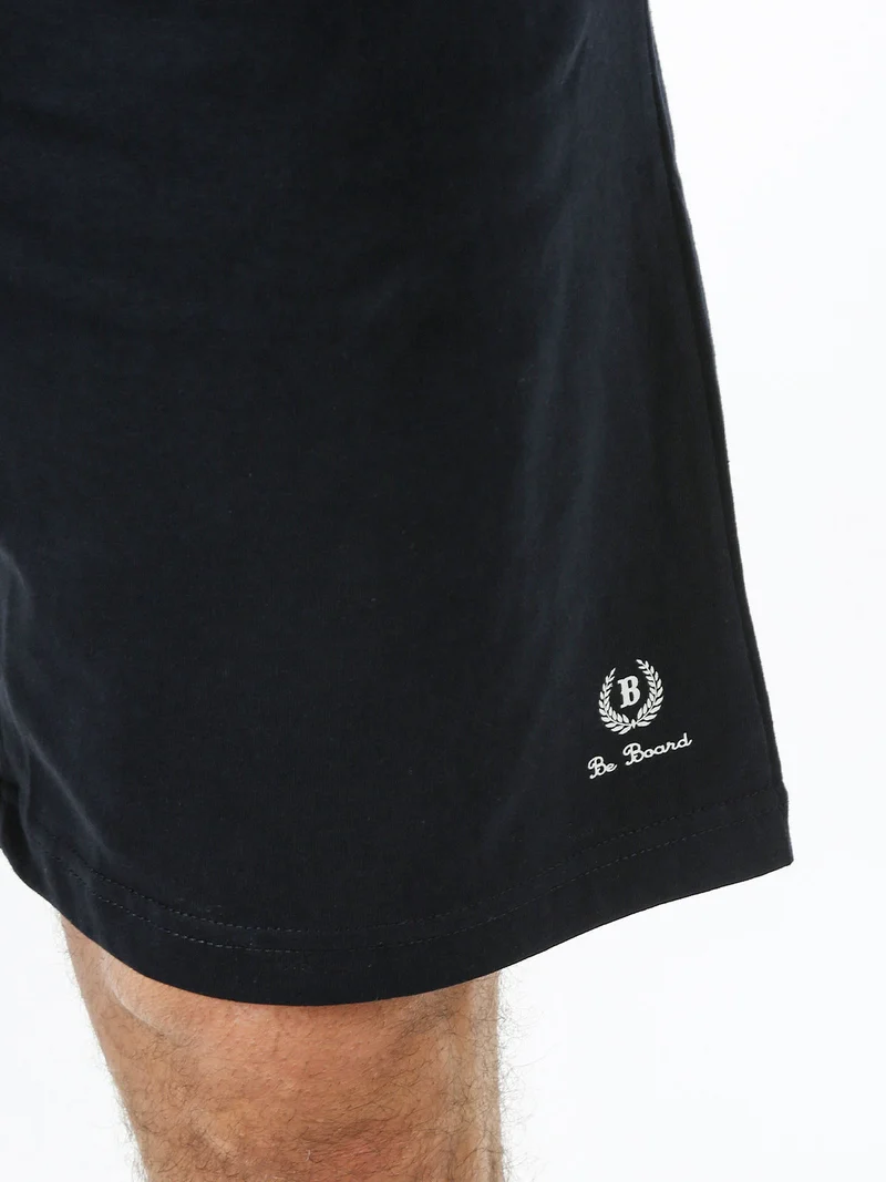 Bermuda sportivi da uomo in cotone con coulisse - blu scuro