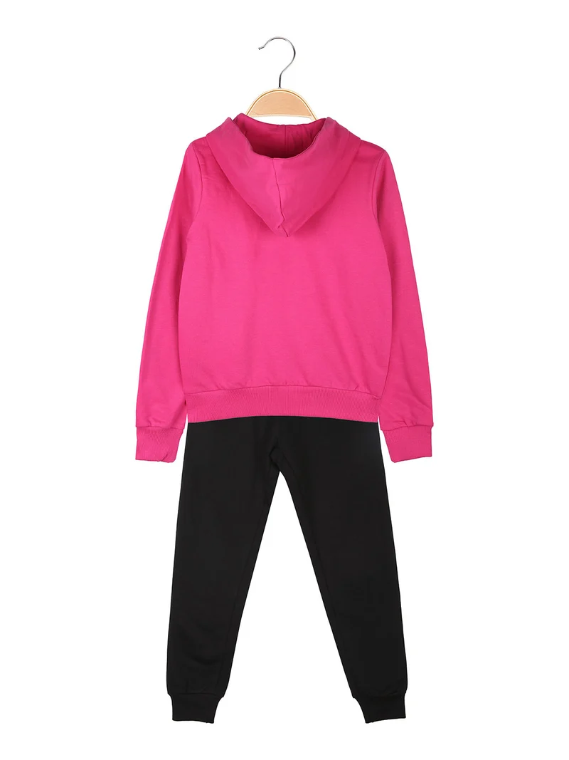 Completo da bambina 2 pezzi con cappuccio - fucsia