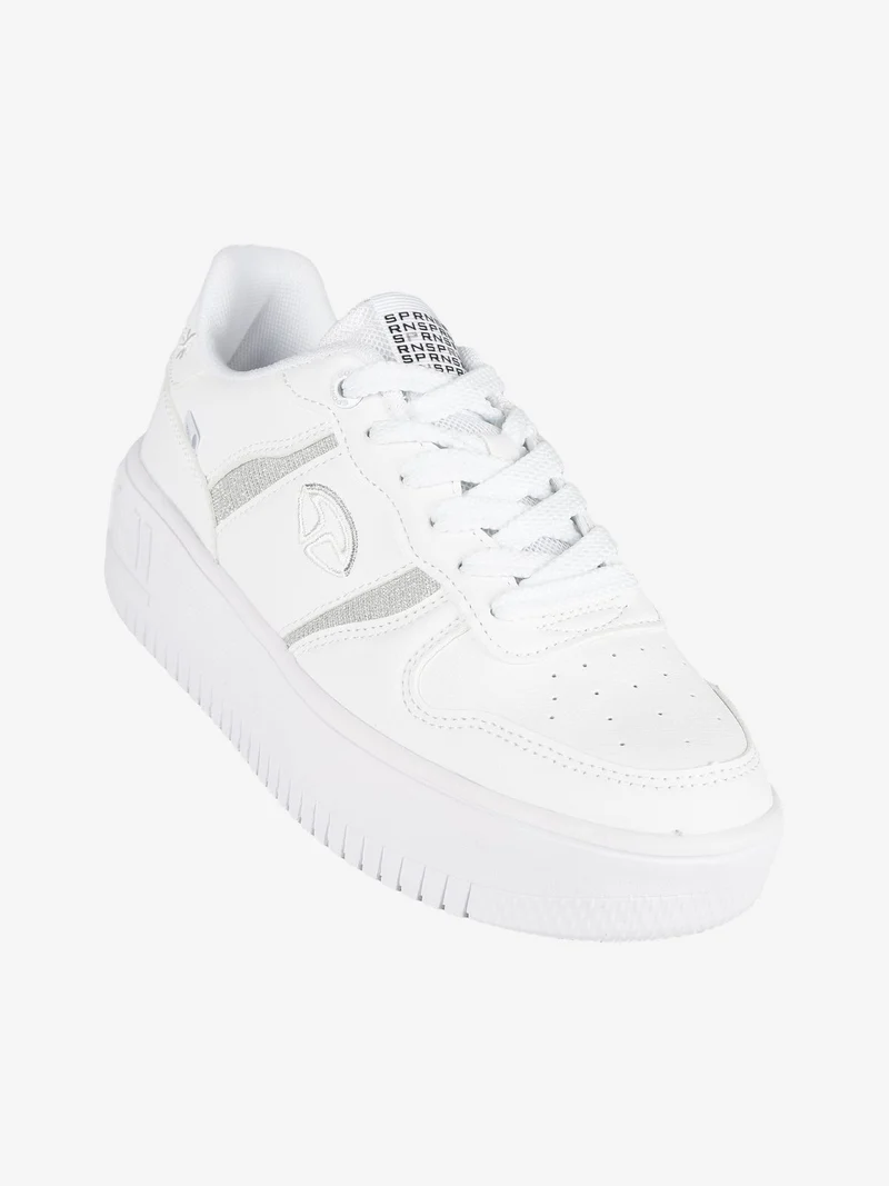 Sneakers basse donna con platform - bianco