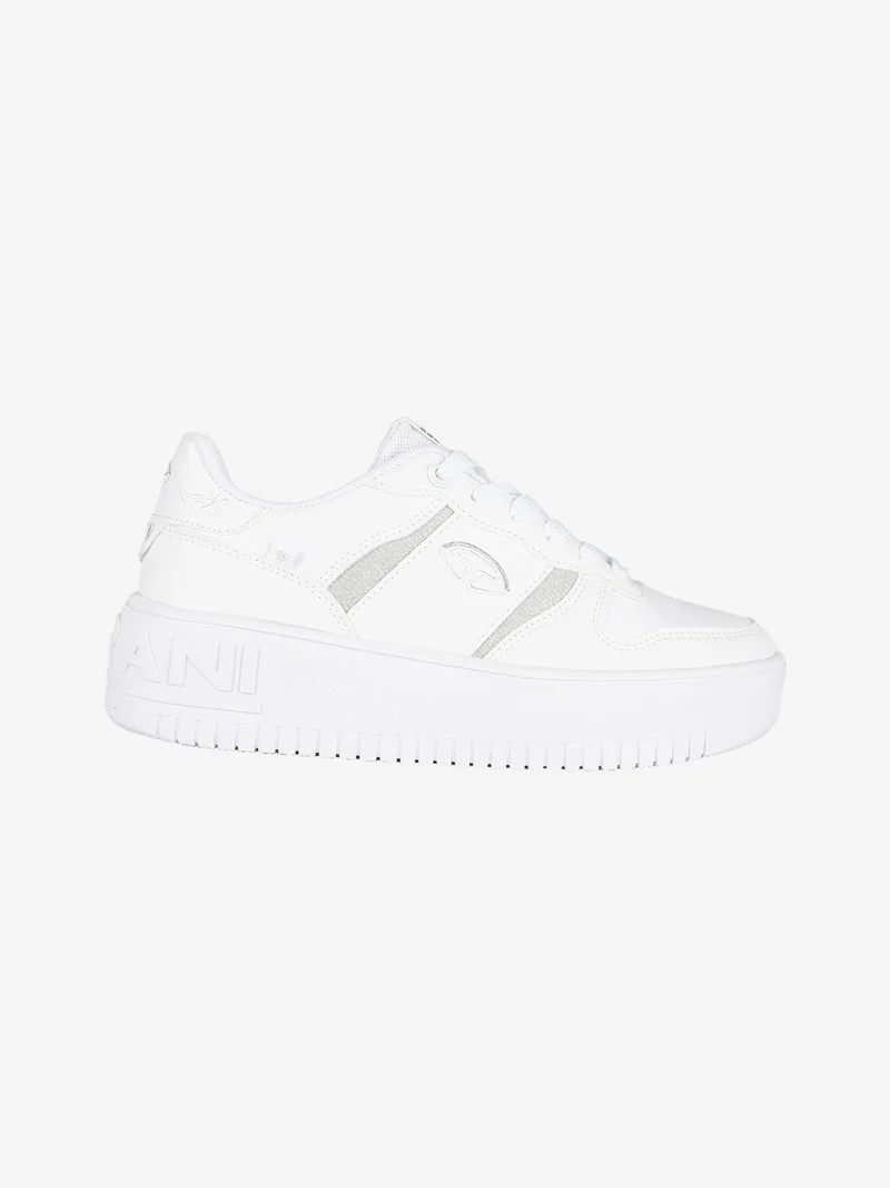 Sneakers basse donna con platform - bianco