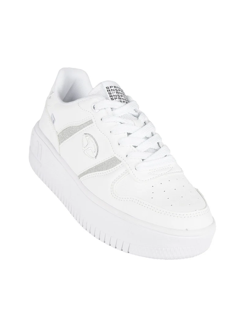 Sneakers basse donna con platform - bianco
