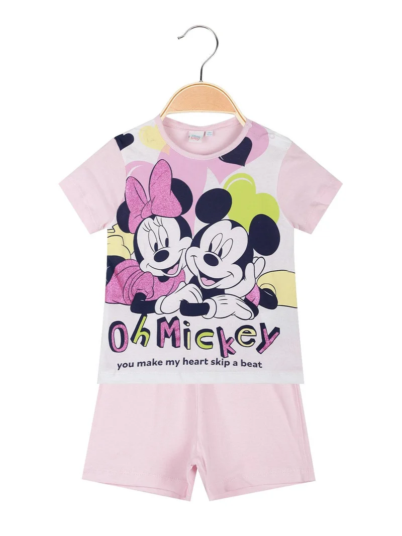 Pigiama corto Minnie da neonata - rosa