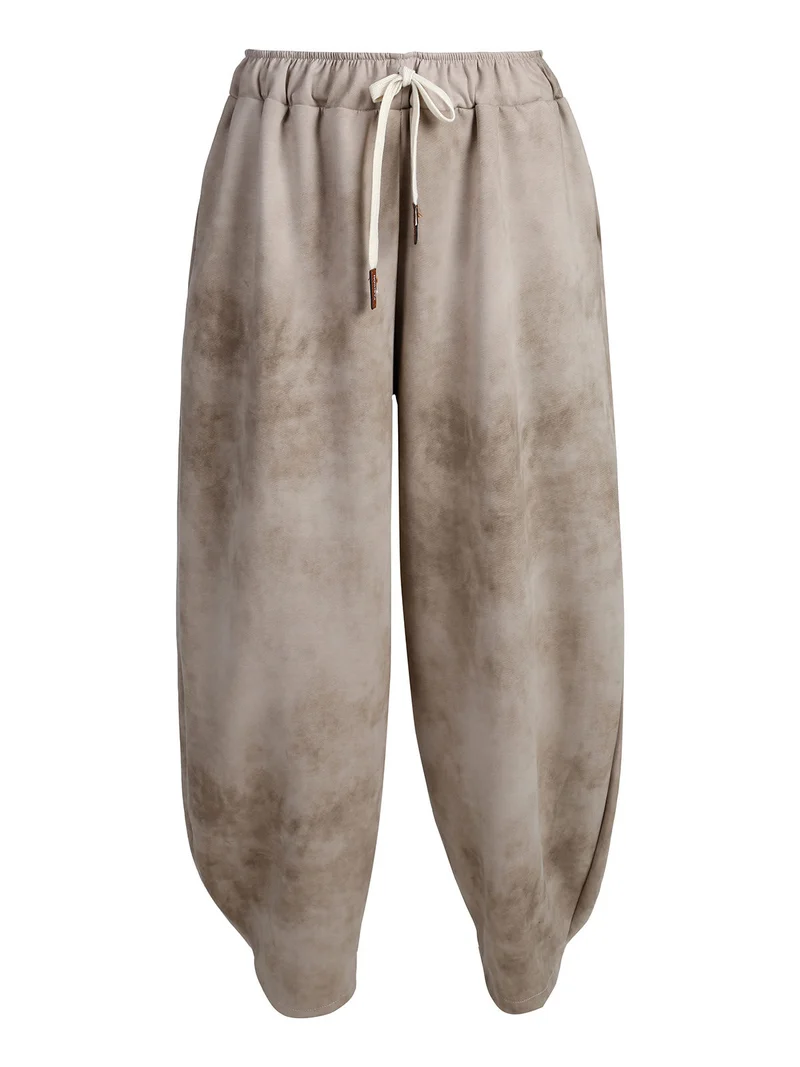 Pantaloni donna a palloncino con coulisse - beige