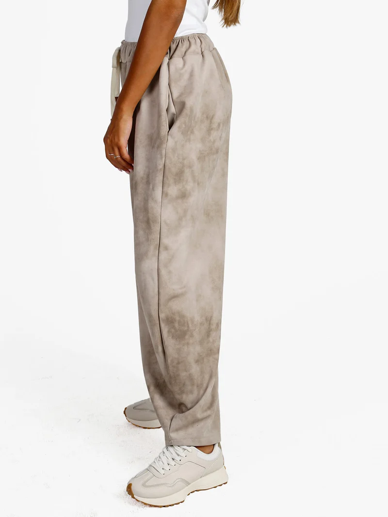 Pantaloni donna a palloncino con coulisse - beige