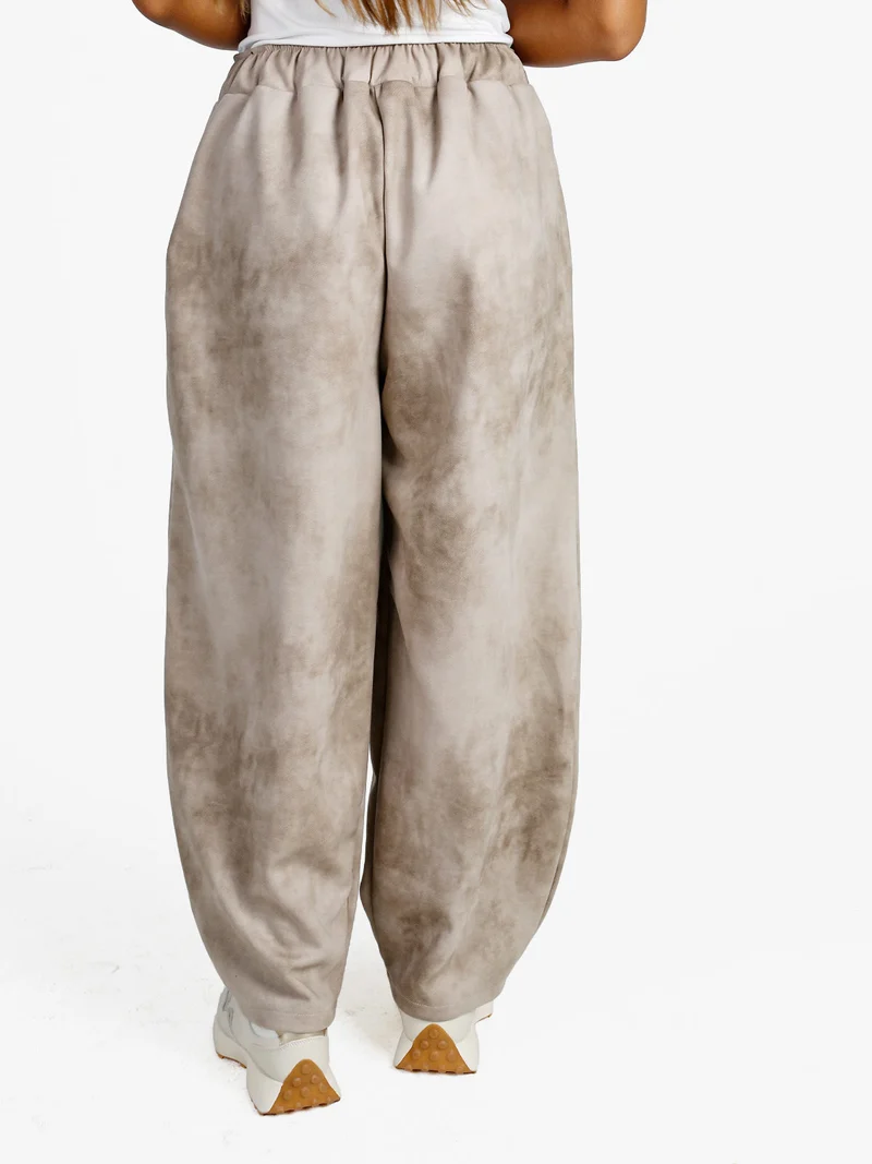 Pantaloni donna a palloncino con coulisse - beige
