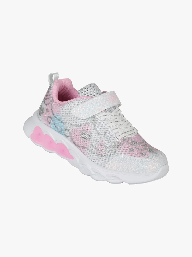 Sneakers da ragazza con glitter e luci - bianco