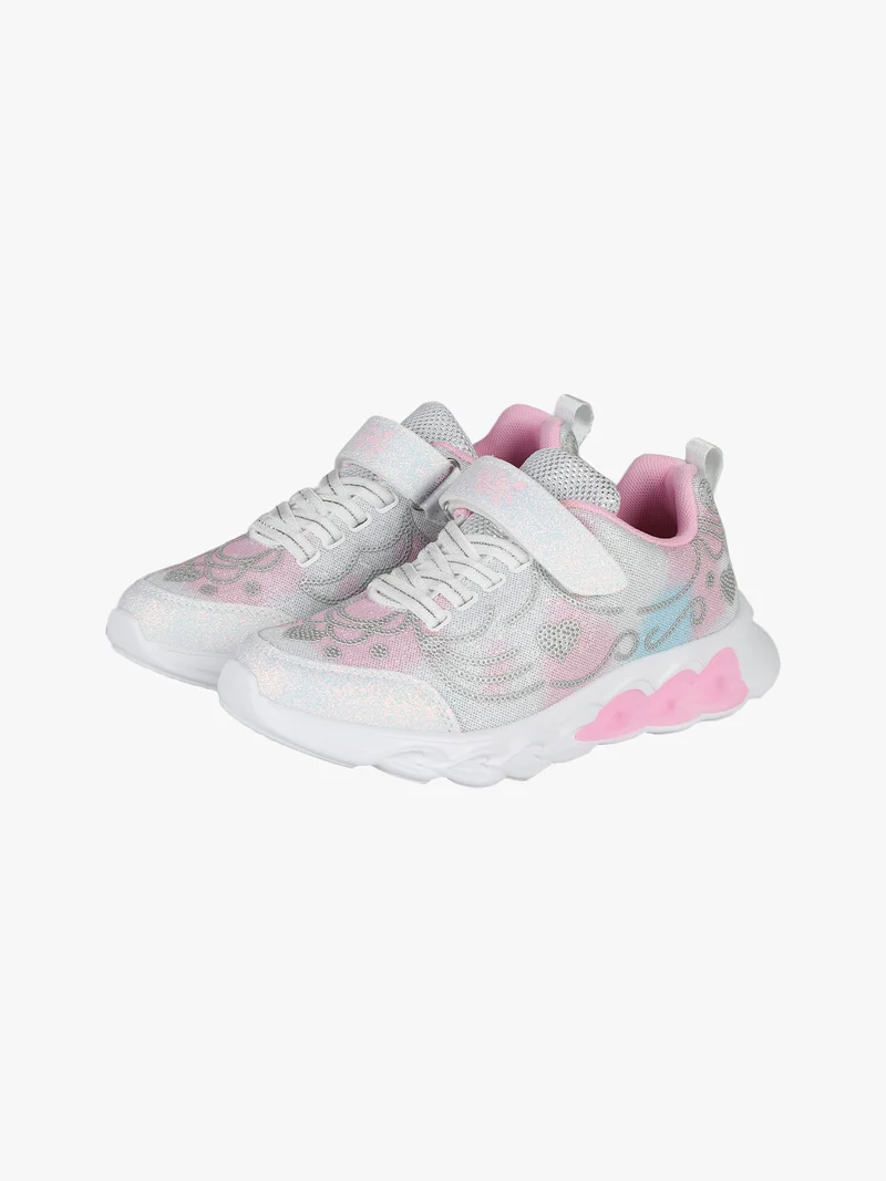 Sneakers da ragazza con glitter e luci - bianco