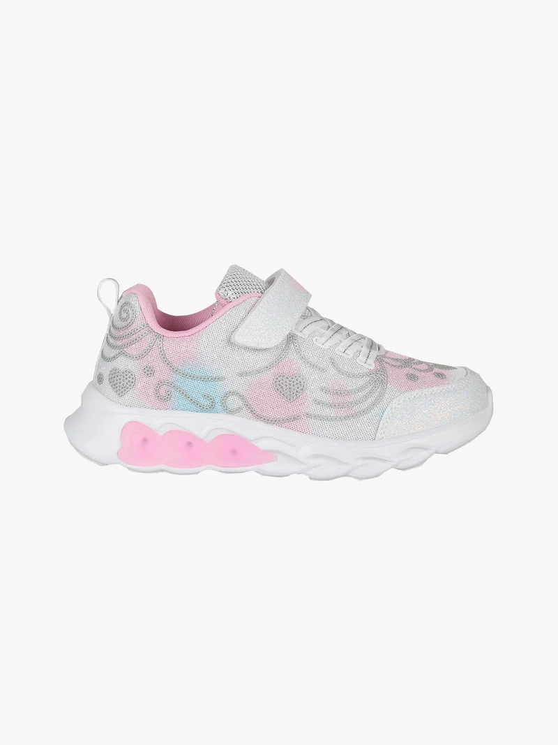 Sneakers da ragazza con glitter e luci - bianco