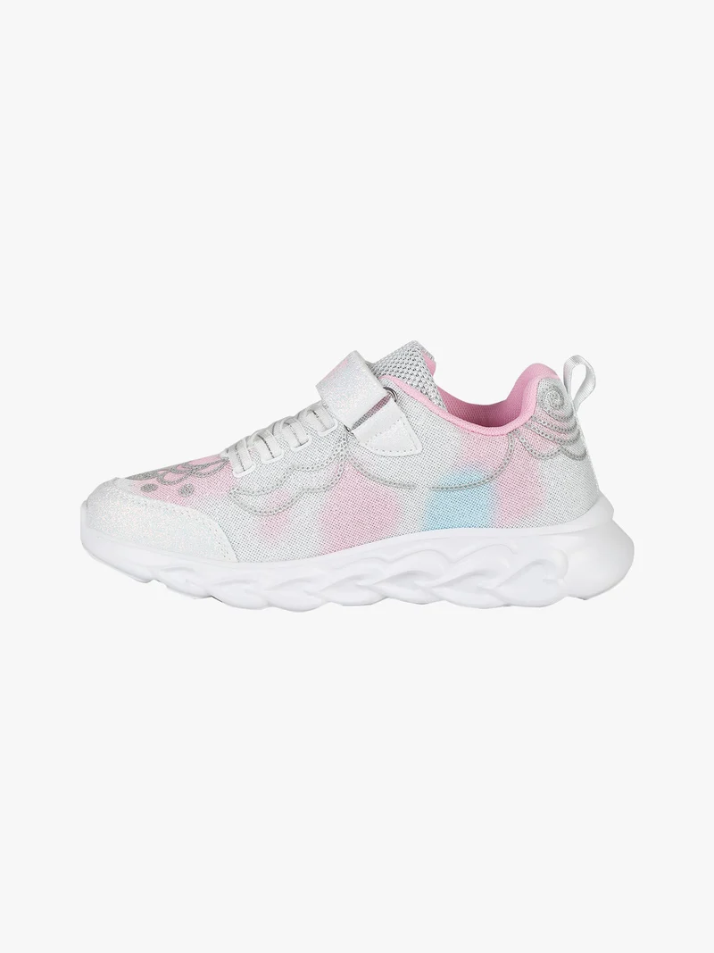 Sneakers da ragazza con glitter e luci - bianco