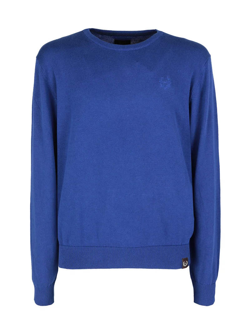 Pullover girocollo da uomo in cotone - bluette