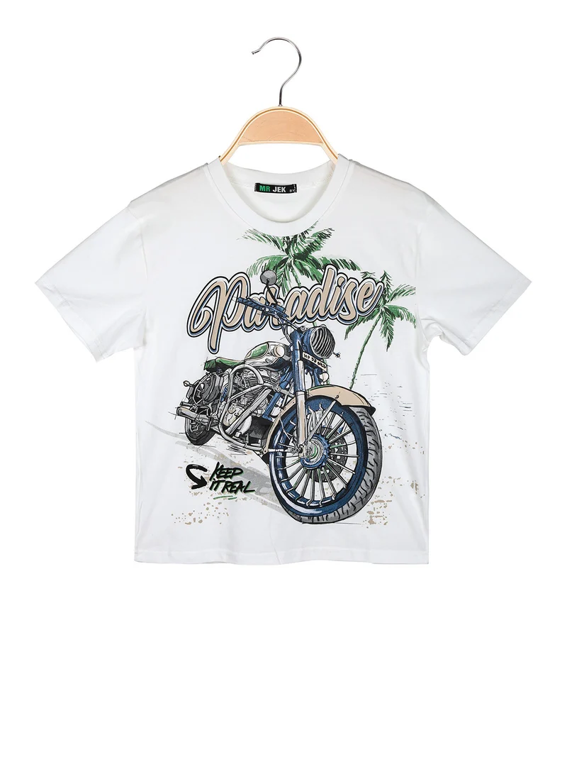 T-shirt da bambino con stampa disegno - bianco
