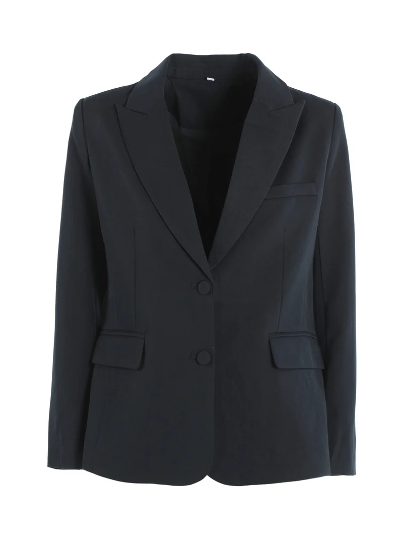 Blazer classico da donna tinta unita - blu scuro