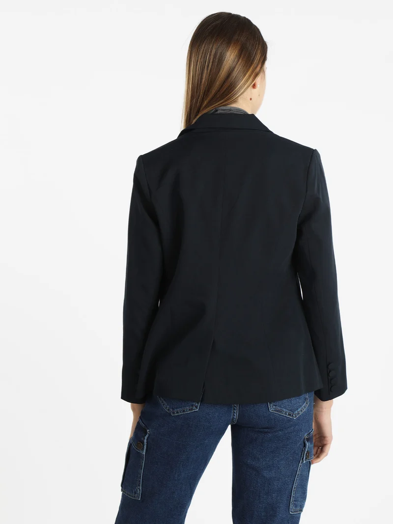 Blazer classico da donna tinta unita - blu scuro