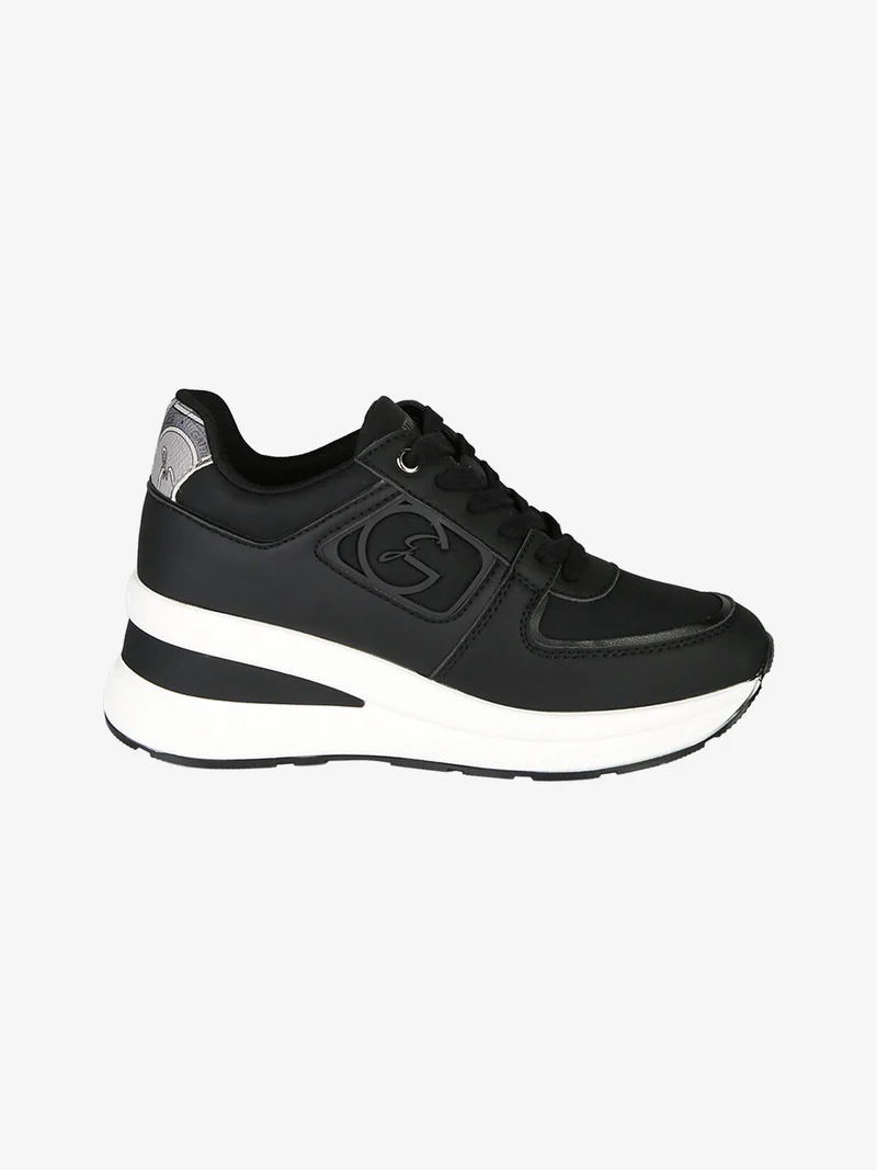 Sneakers donna con zeppa e dettagli effetto nabuck - nero