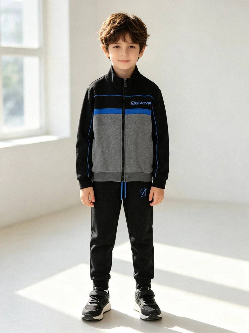 Completo tuta 2 pezzi da bambino con zip - blu