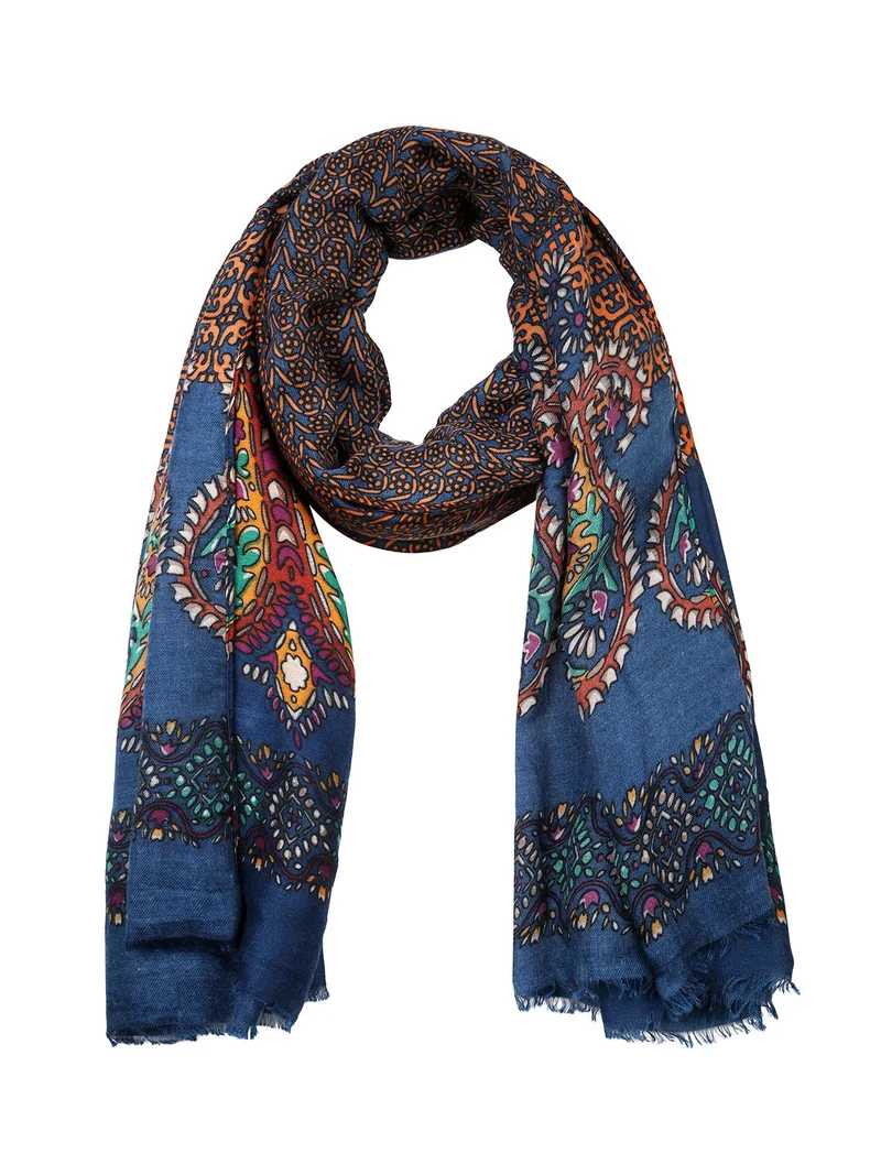Sciarpa donna con stampe - blu scuro