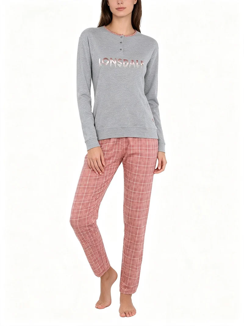 Pigiama lungo da donna in cotone - grigio