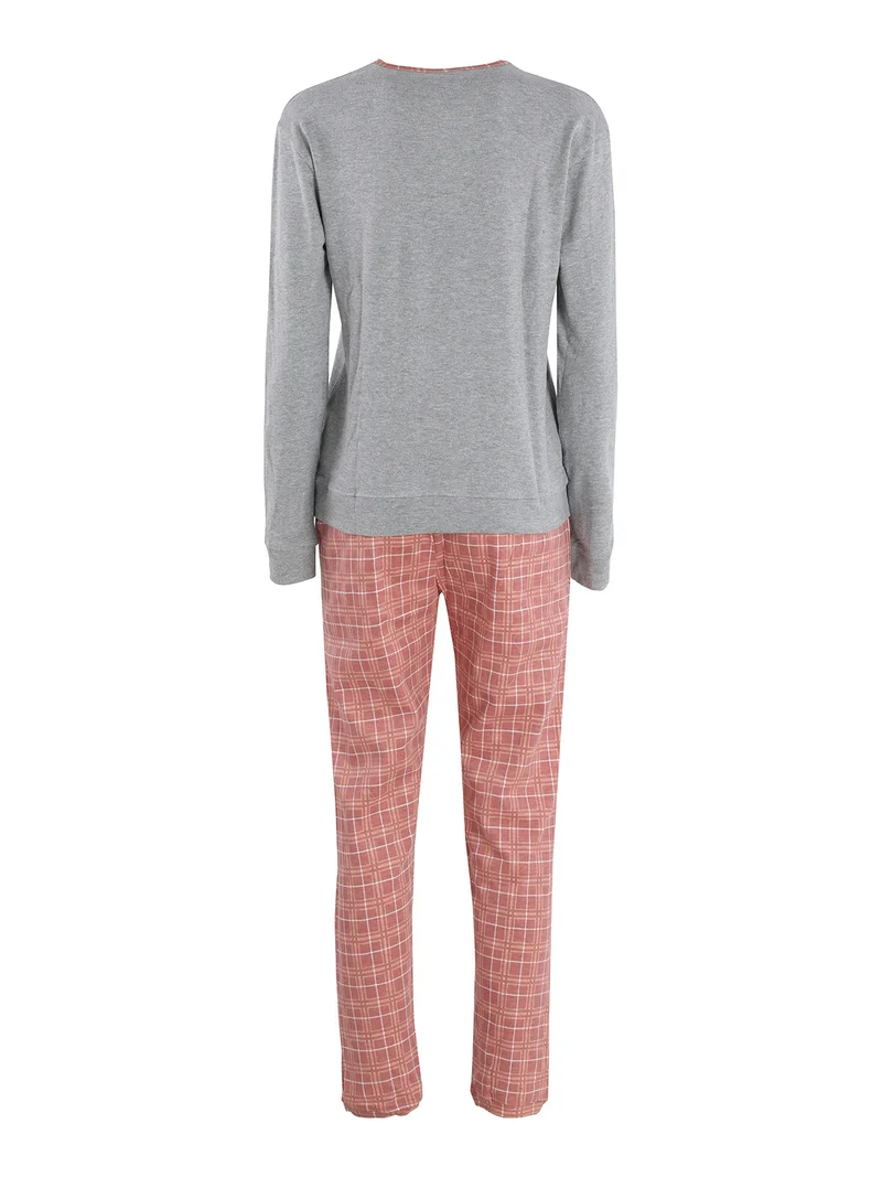 Pigiama lungo da donna in cotone - grigio