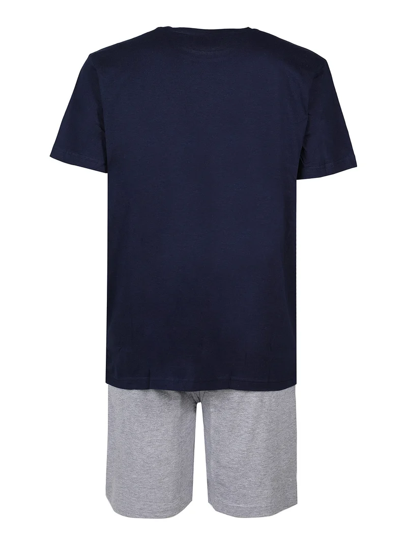Completo corto da uomo in cotone - blu scuro
