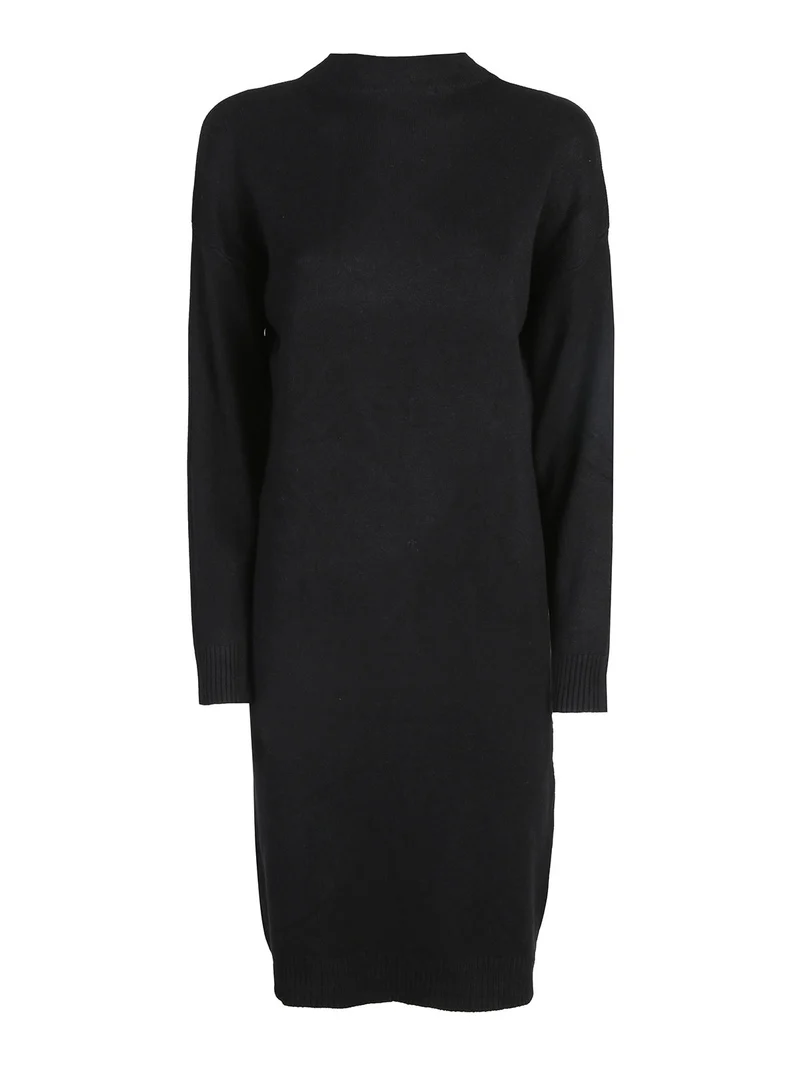 Abito donna in maglia accollato - nero