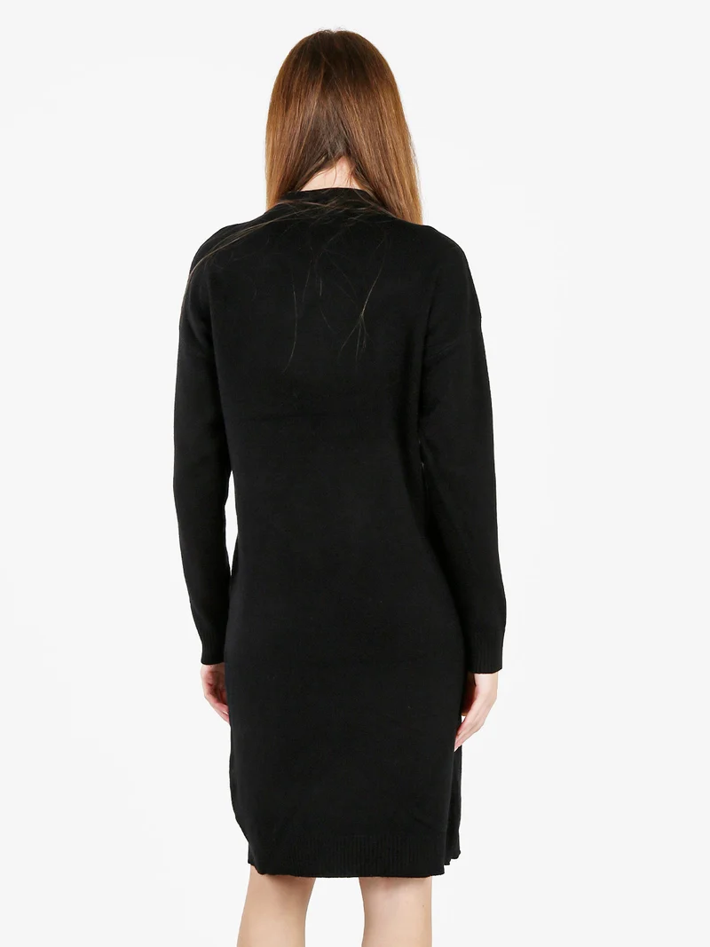 Abito donna in maglia accollato - nero