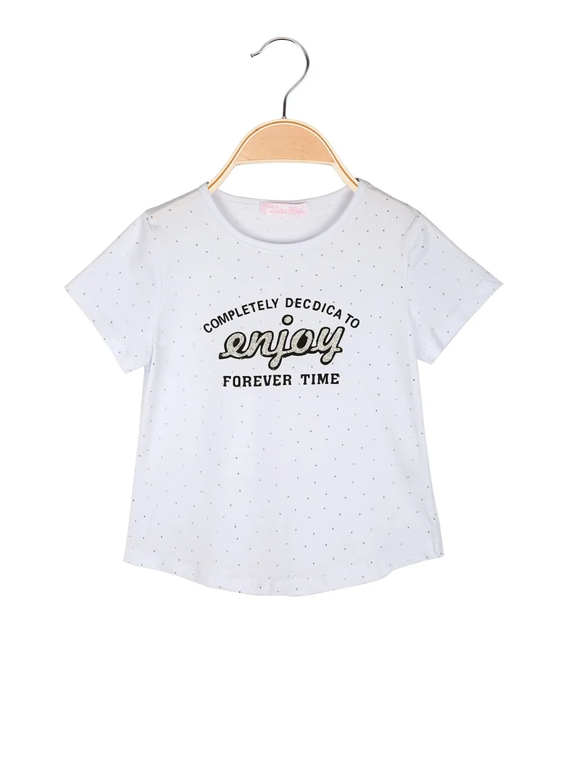 T-shirt da bambina con strass - bianco