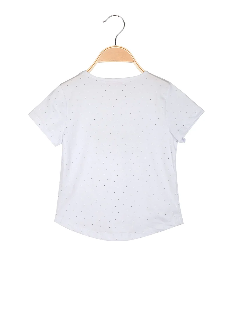 T-shirt da bambina con strass - bianco