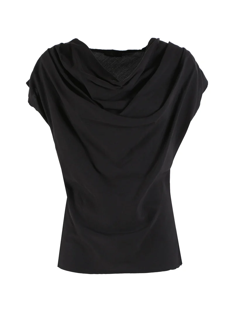Top da donna con scollo a cascata - nero